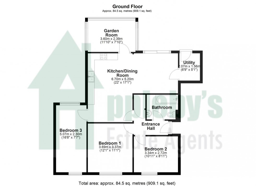 Floorplan for Bayfield Gardens, Dymock