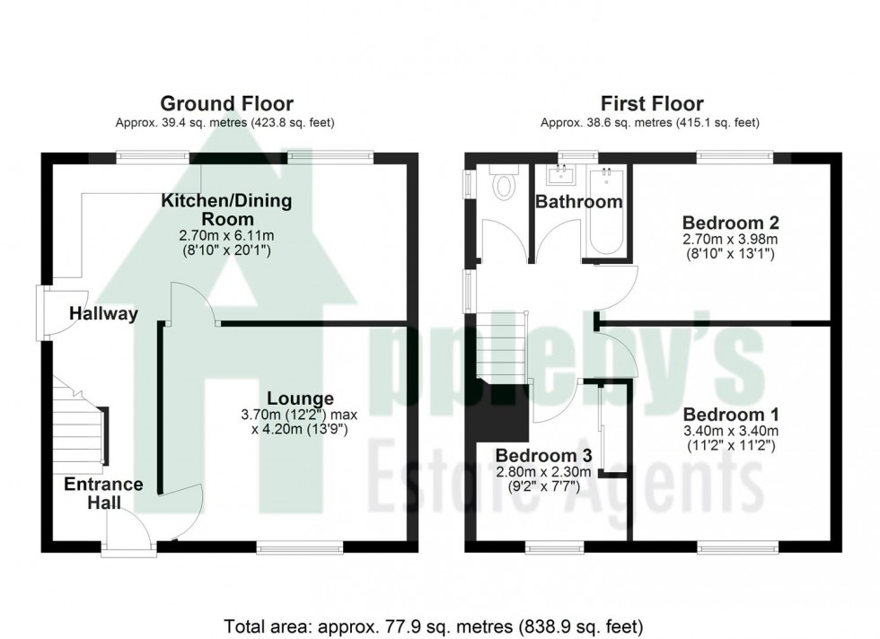 Floorplan for Colwell Avenue, Hucclecote, Gloucester